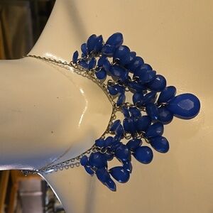 Statement piece, blue and  silver necklace.